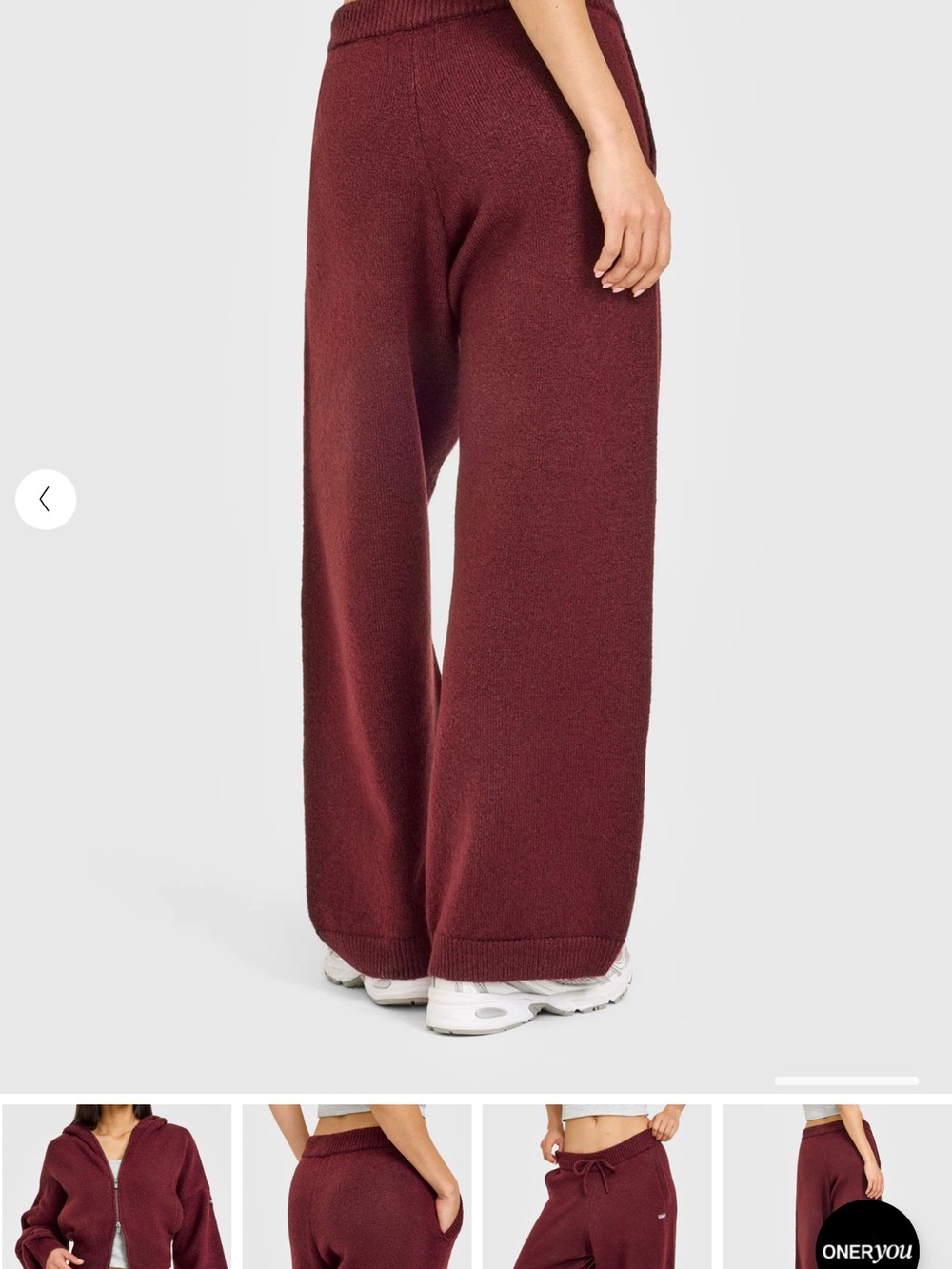 Oner Active Maroon Wide-Leg Knit Sweatpants - Picture 3 of 10